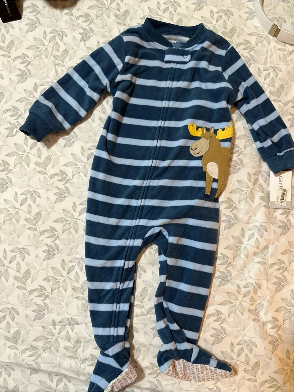 Carter's Navy and Light Blue Striped Footed Pajamas